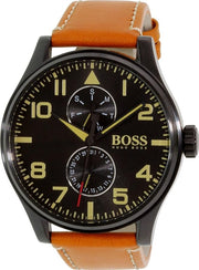  Shop Authentic Hugo Boss Aeroliner Maxx Chronograph Black Dial Brown Leather Strap Watch For Men - 1513082 - Luxxuri