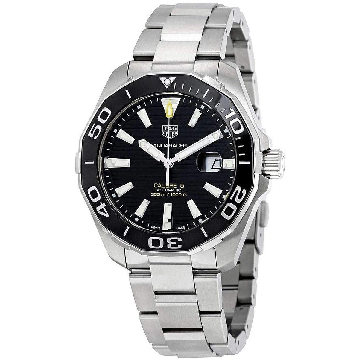  Shop Authentic Tag Heuer Aquaracer Black Dial Silver Steel Strap Strap Watch for Men - WAY201A.BA0927 - Luxxuri