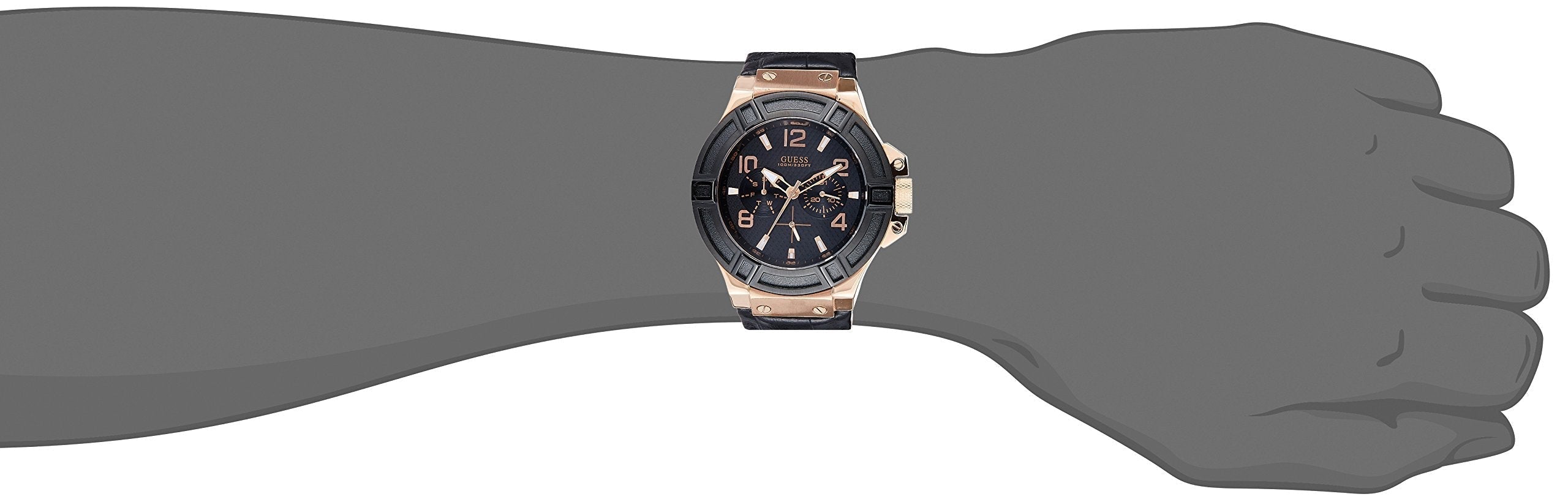  Shop Authentic Guess Rigor Analog Black Dial Black Leather Strap Watch For Men - W0040G5 - Luxxuri
