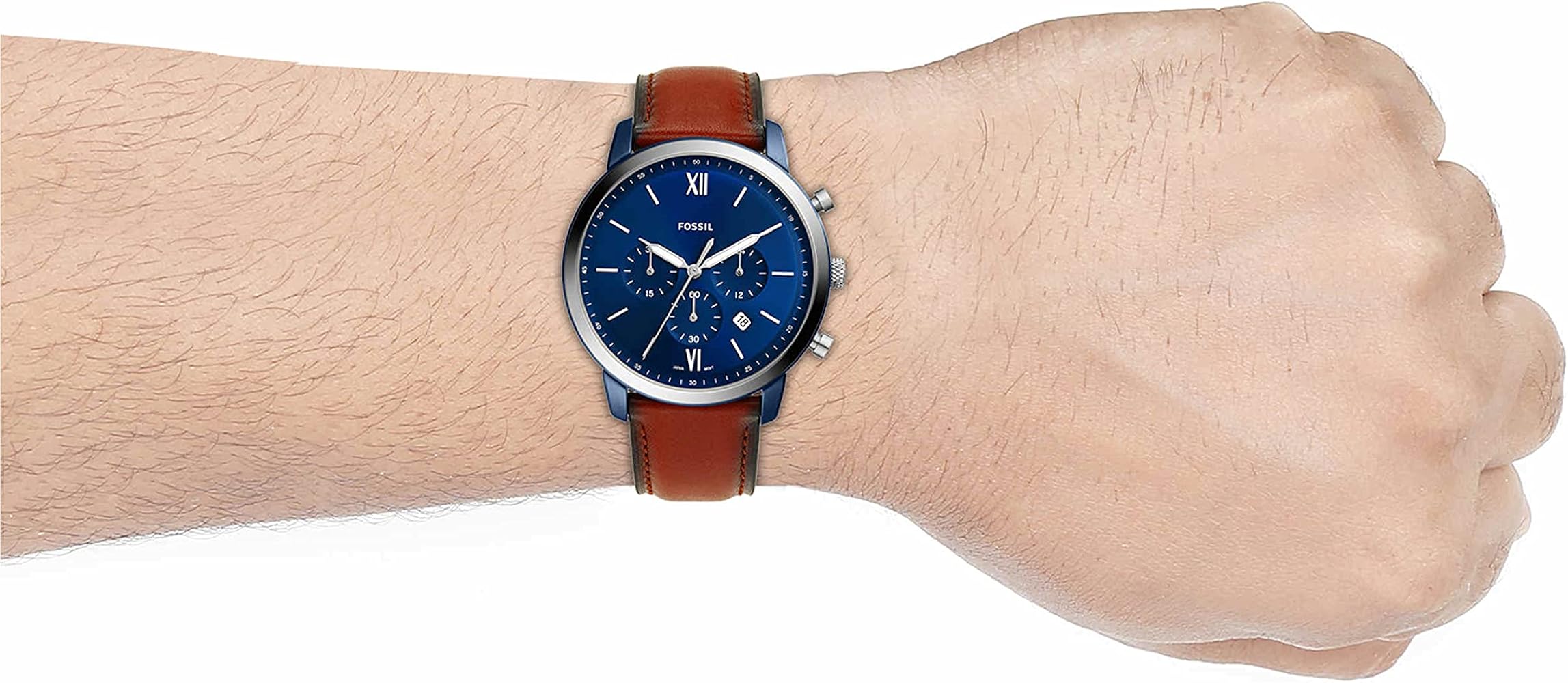  Shop Authentic Fossil Neutra Chronograph Blue Dial Brown Leather Strap Watch for Men - FS5791 - Luxxuri