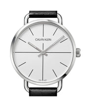 Shop Authentic Calvin Klein Even Silver Dial Black Leather Strap Watch for Men - K7B211CY - Luxxuri