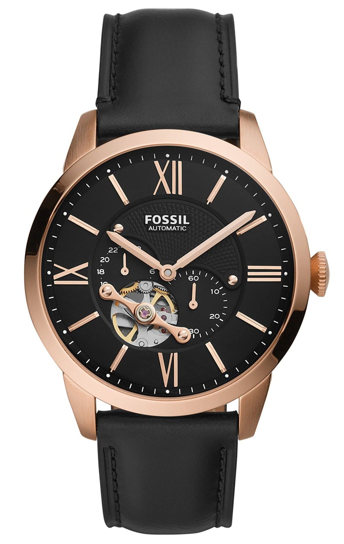  Shop Authentic Fossil Townsman Automatic Black Dial Black Leather Strap Watch for Men - ME3170 - Luxxuri