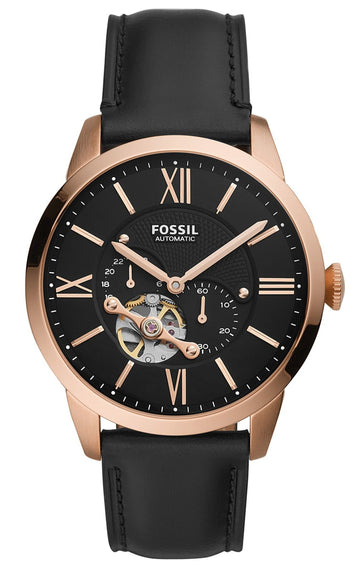  Shop Authentic Fossil Townsman Automatic Black Dial Black Leather Strap Watch for Men - ME3170 - Luxxuri