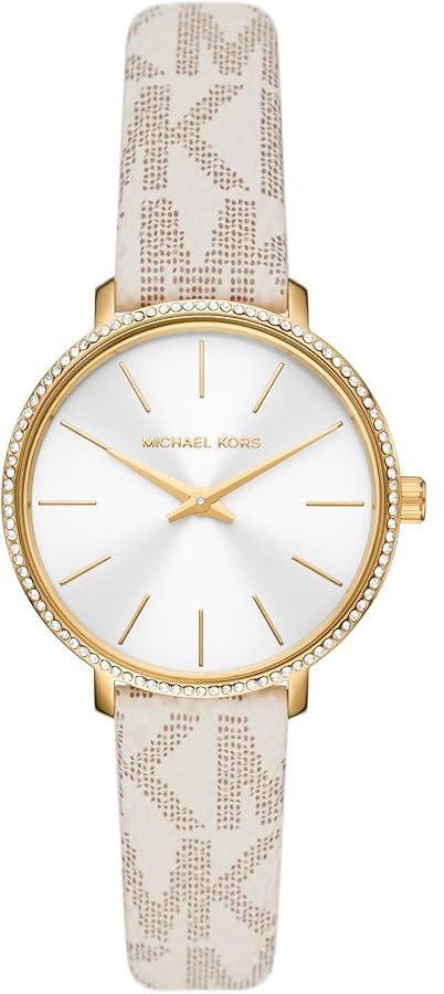  Shop Authentic Michael Kors Pyper Quartz Silver Dial White Leather Strap Watch For Women - MK1037 - Luxxuri