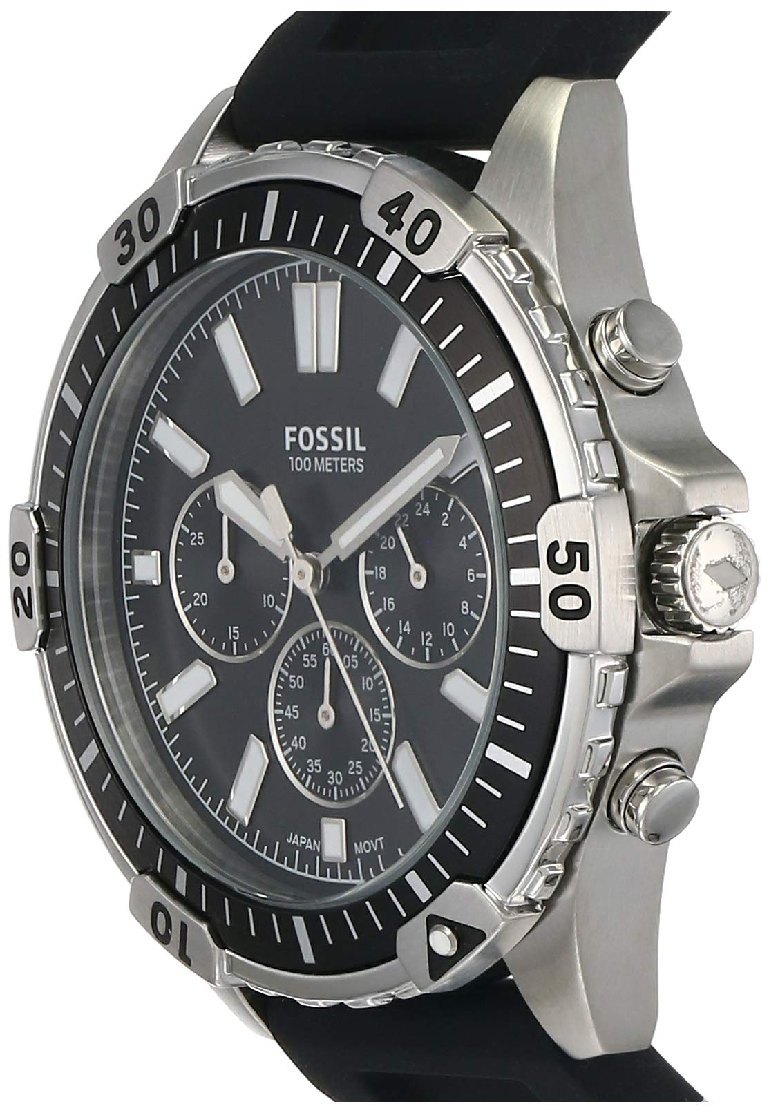  Shop Authentic Fossil Garrett Chronograph Black Dial Black Rubber Strap Watch for Men - FS5624 - Luxxuri