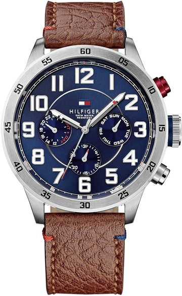  Shop Authentic Tommy Hilfiger Trent Quartz Blue Dial Brown Leather Strap Watch for Men - 1791066 - Luxxuri
