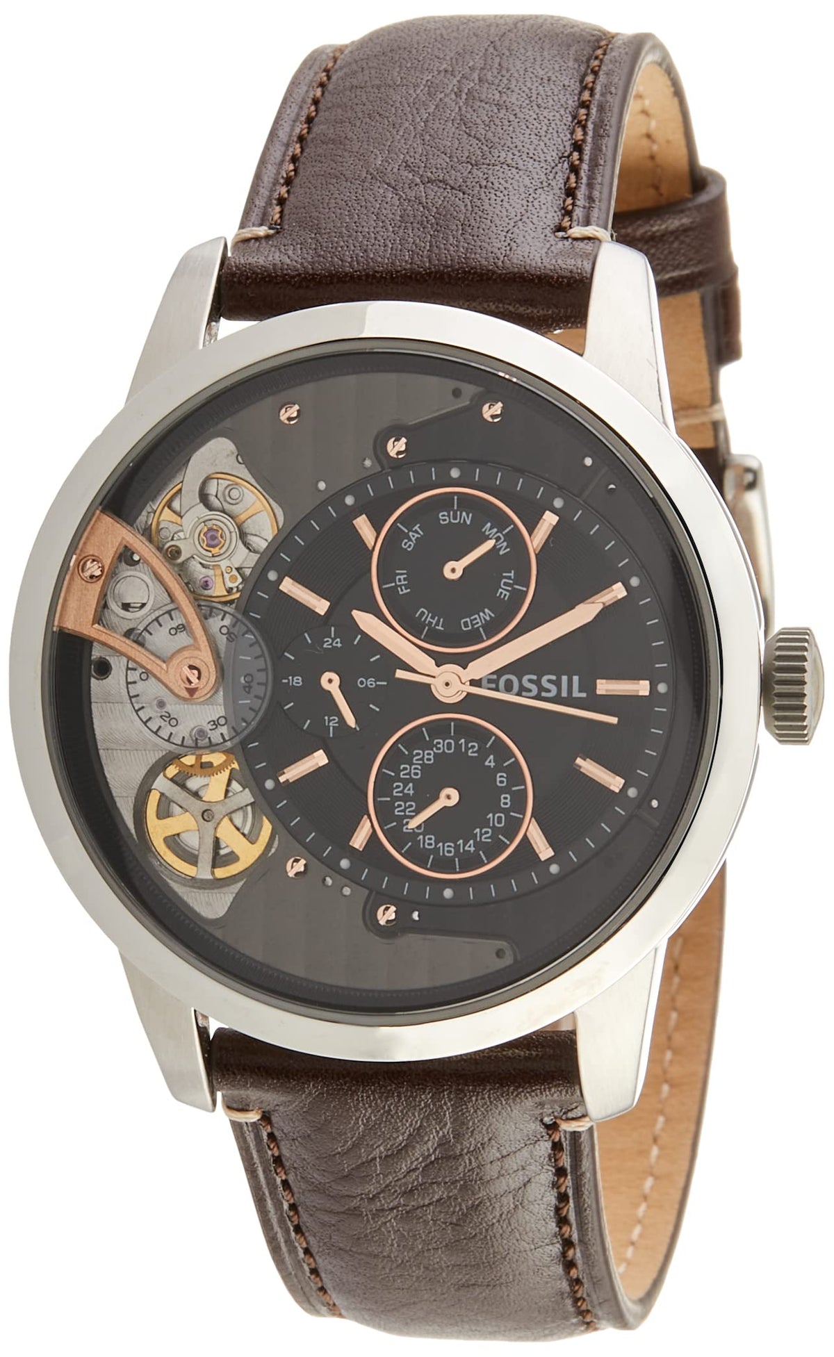  Shop Authentic Fossil Townsman Automatic Black Dial Brown Leather Strap Watch for Men -  ME1163 - Luxxuri