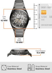  Shop Authentic Fossil Everett Automatic Skeleton Grey Dial Grey Steel Strap Watch for Men - ME3206 - Luxxuri