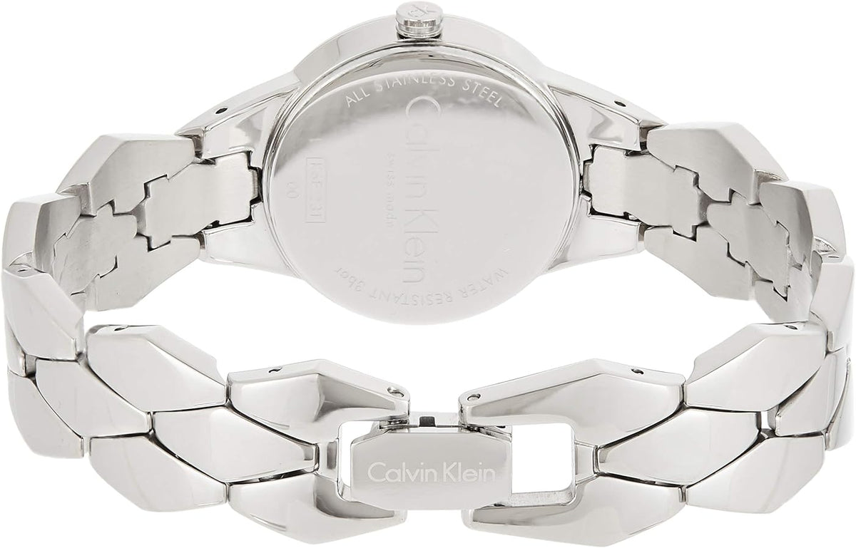  Shop Authentic Calvin Klein Snake Silver Dial Silver Steel Strap Watch For Women - K6E23146 - Luxxuri