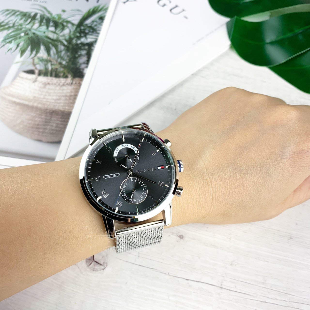  Shop Authentic Tommy Hilfiger Kane Black Dial Silver Mesh Bracelet Watch for Men - 1710402 - Luxxuri