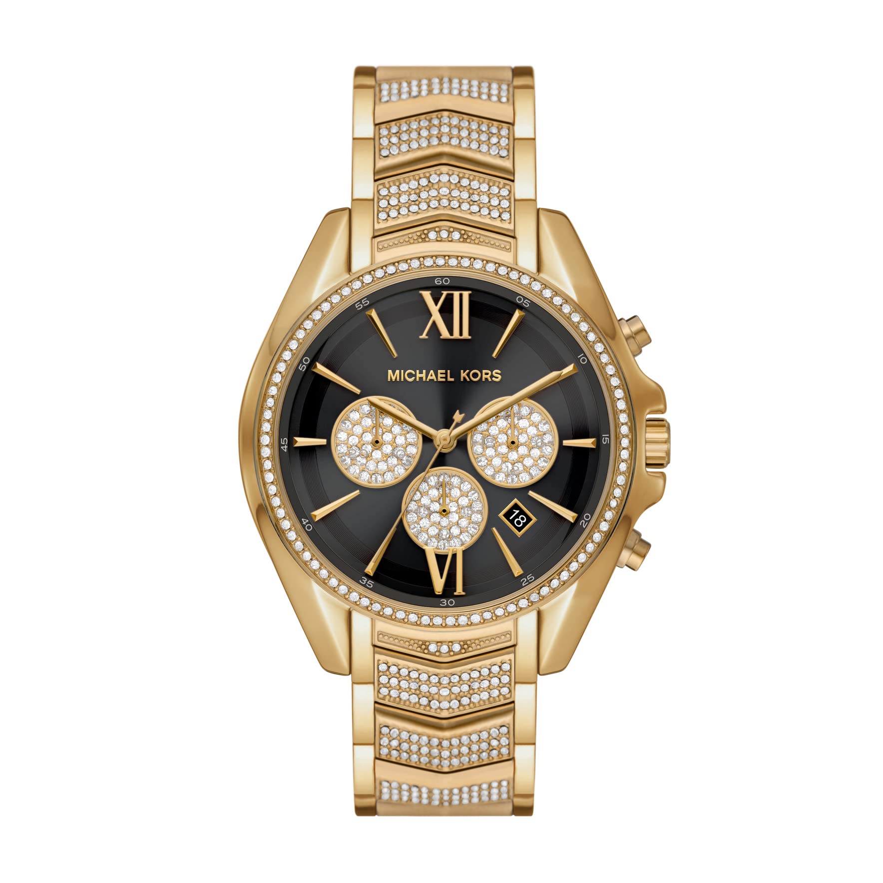  Shop Authentic Michael Kors Whitney Chronograph Black Dial Gold Steel Strap Watch for Women - MK7224 - Luxxuri
