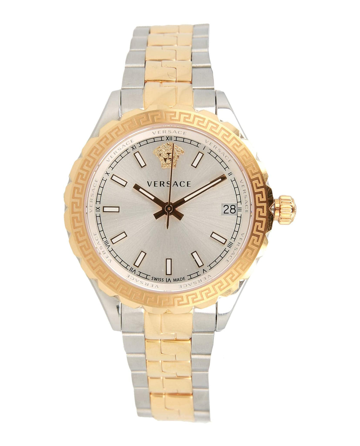  Shop Authentic Versace Hellenyium Silver Dial Two Tone Steel Strap Watch for Women - V12030015 - Luxxuri