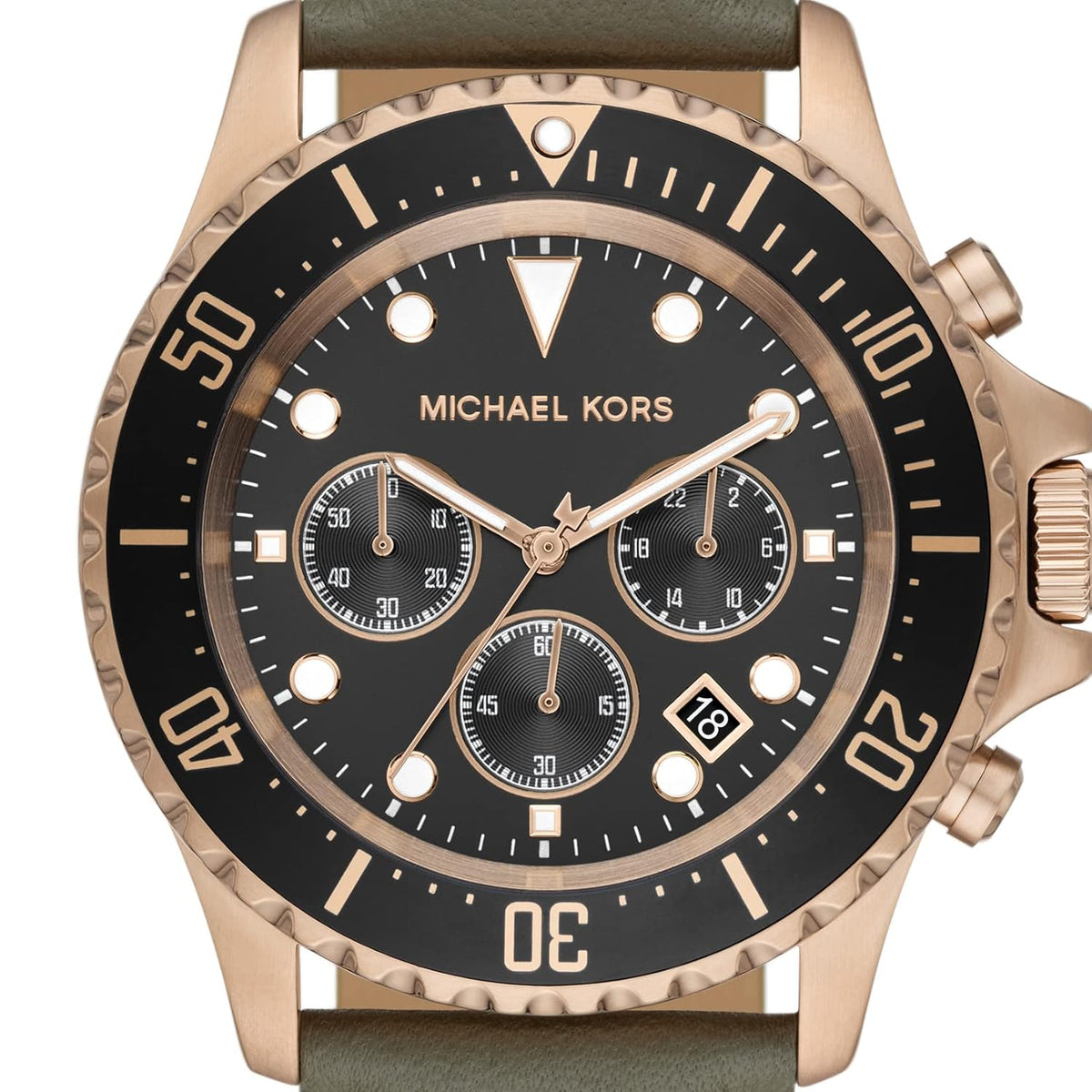  Shop Authentic Michael Kors Everest Analog Black Dial Green Leather Strap Watch For Men - MK9090 - Luxxuri