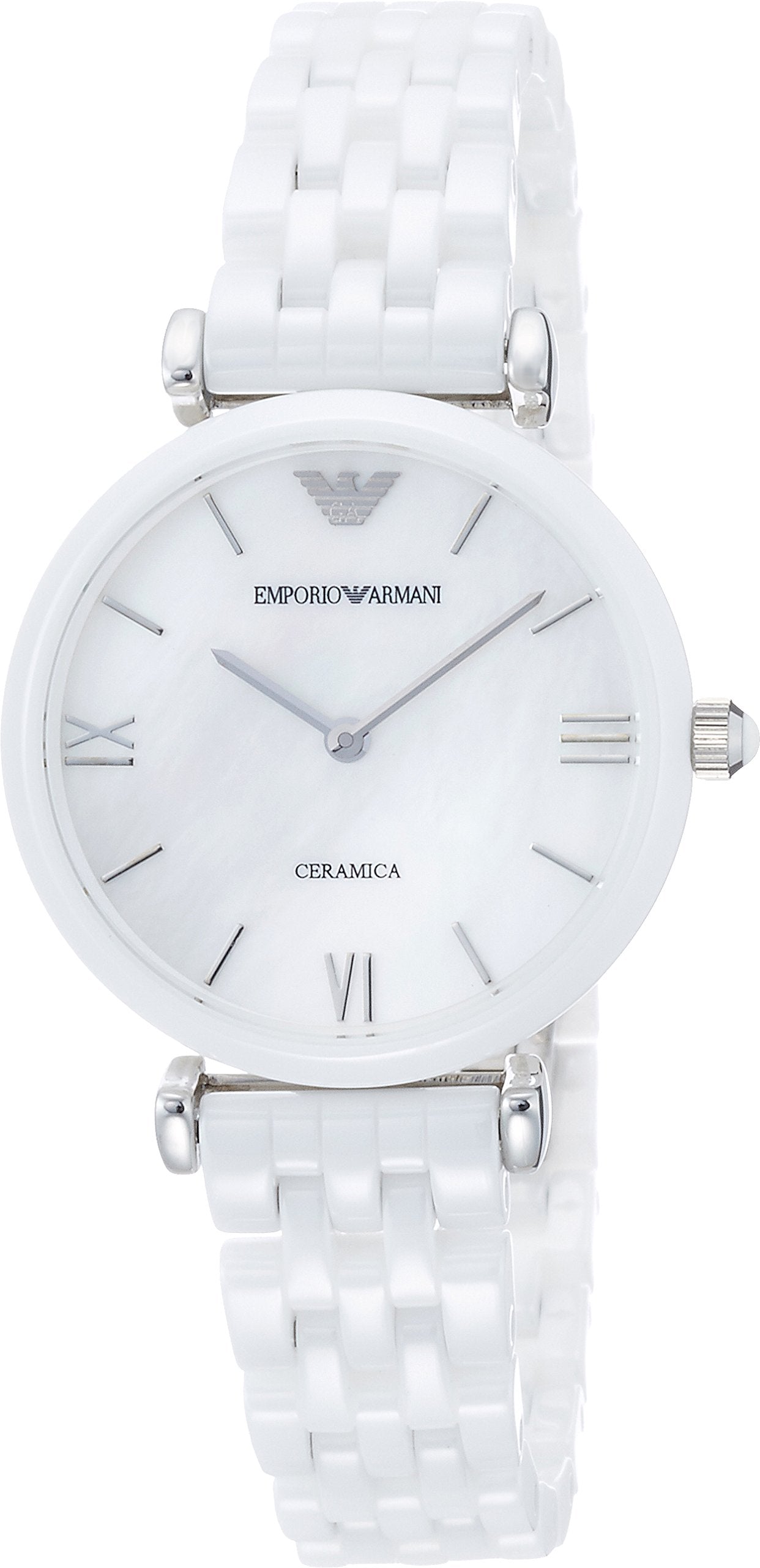  Shop Authentic Emporio Armani Giannti T Bar Quartz Mother of Pearl Dial White Steel Strap Watch For Women - AR1485 - Luxxuri