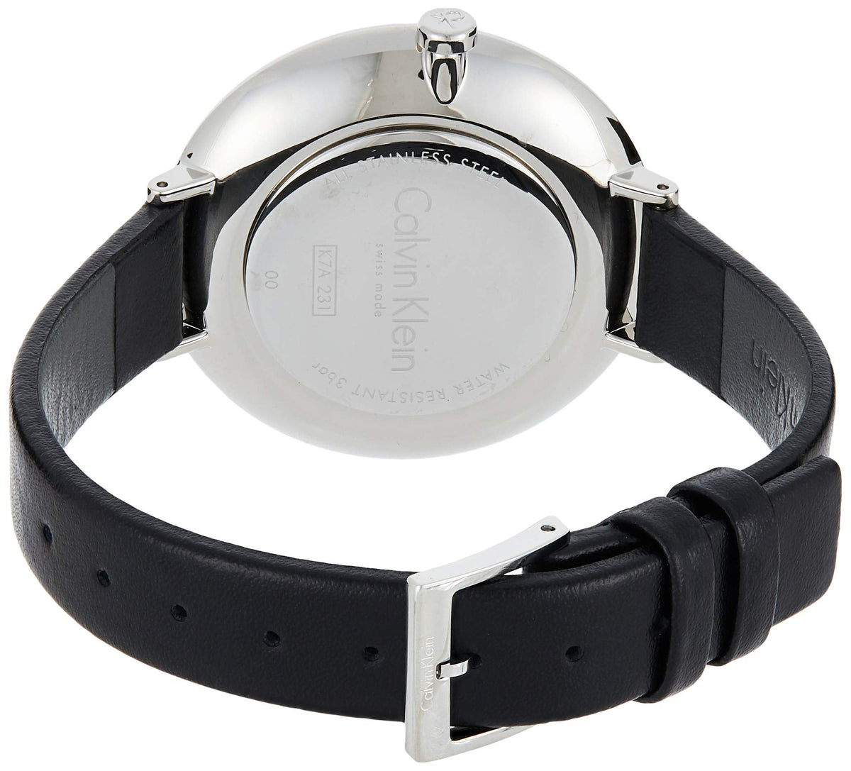  Shop Authentic Calvin Klein Rise White Grey Dial Black Leather Strap Watch for Women - K7A231C3 - Luxxuri