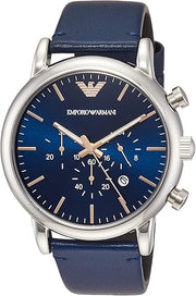  Shop Authentic Emporio Armani Luigi Chronograph Blue Dial Blue Leather Strap Watch For Men - AR11451 - Luxxuri