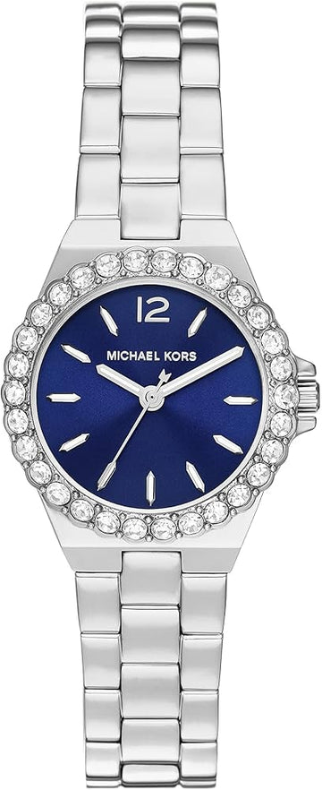  Shop Authentic Michael Kors Lennox Three-Hand Blue Dial Silver Steel Strap Watch For Women - MK7397 - Luxxuri