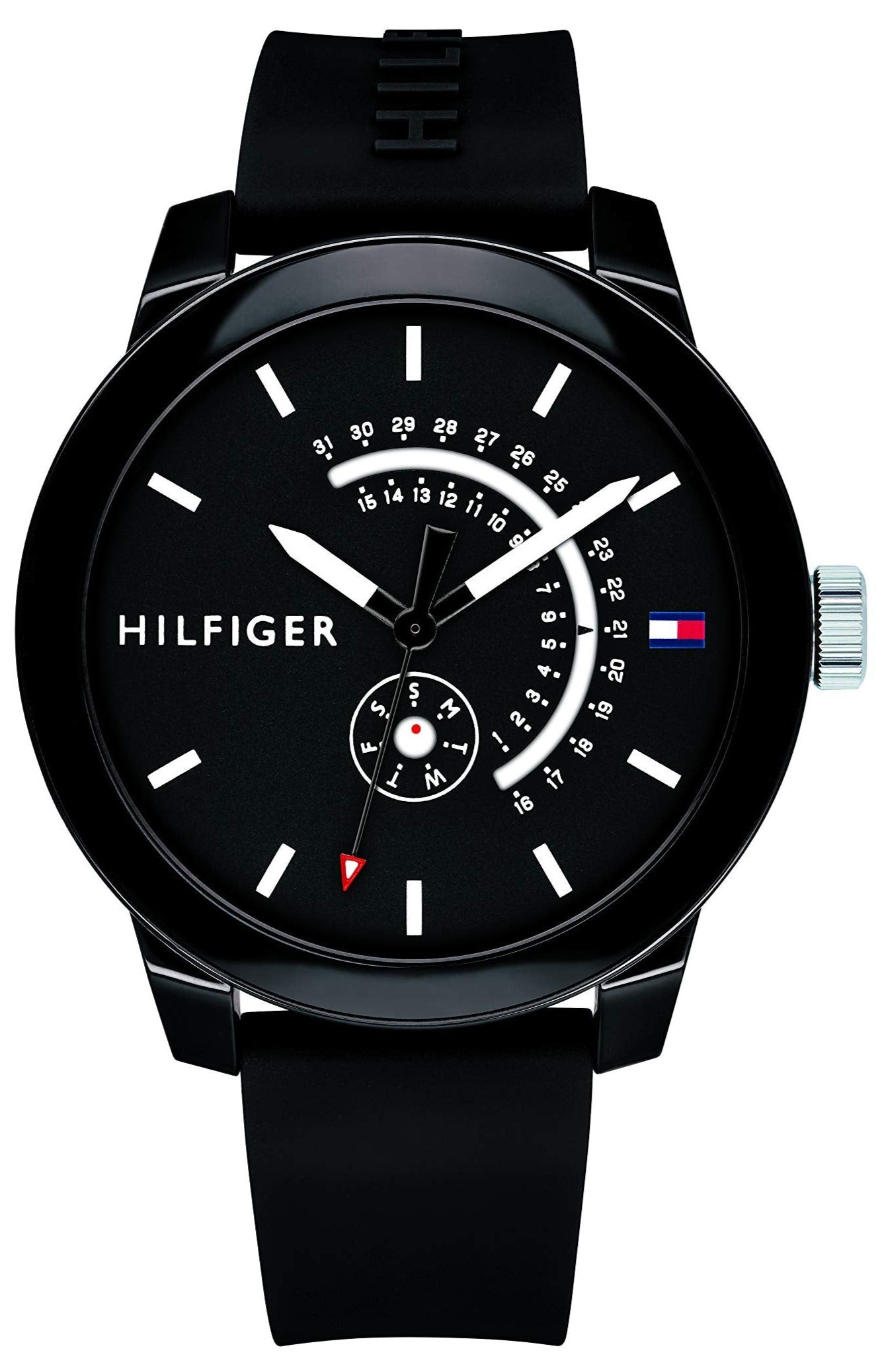  Shop Authentic Tommy Hilfiger Denim Quartz Black Dial Black Rubber Strap Watch for Men - 1791483 - Luxxuri