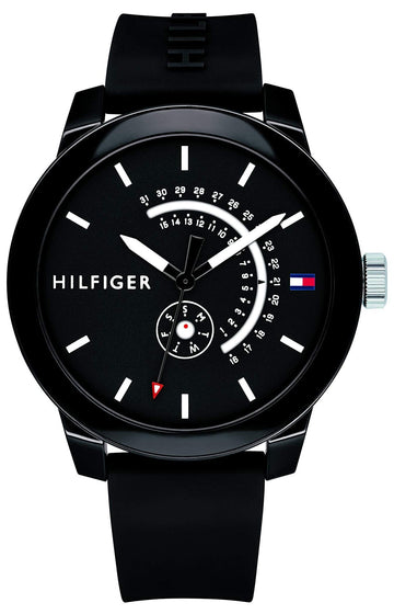  Shop Authentic Tommy Hilfiger Denim Quartz Black Dial Black Rubber Strap Watch for Men - 1791483 - Luxxuri