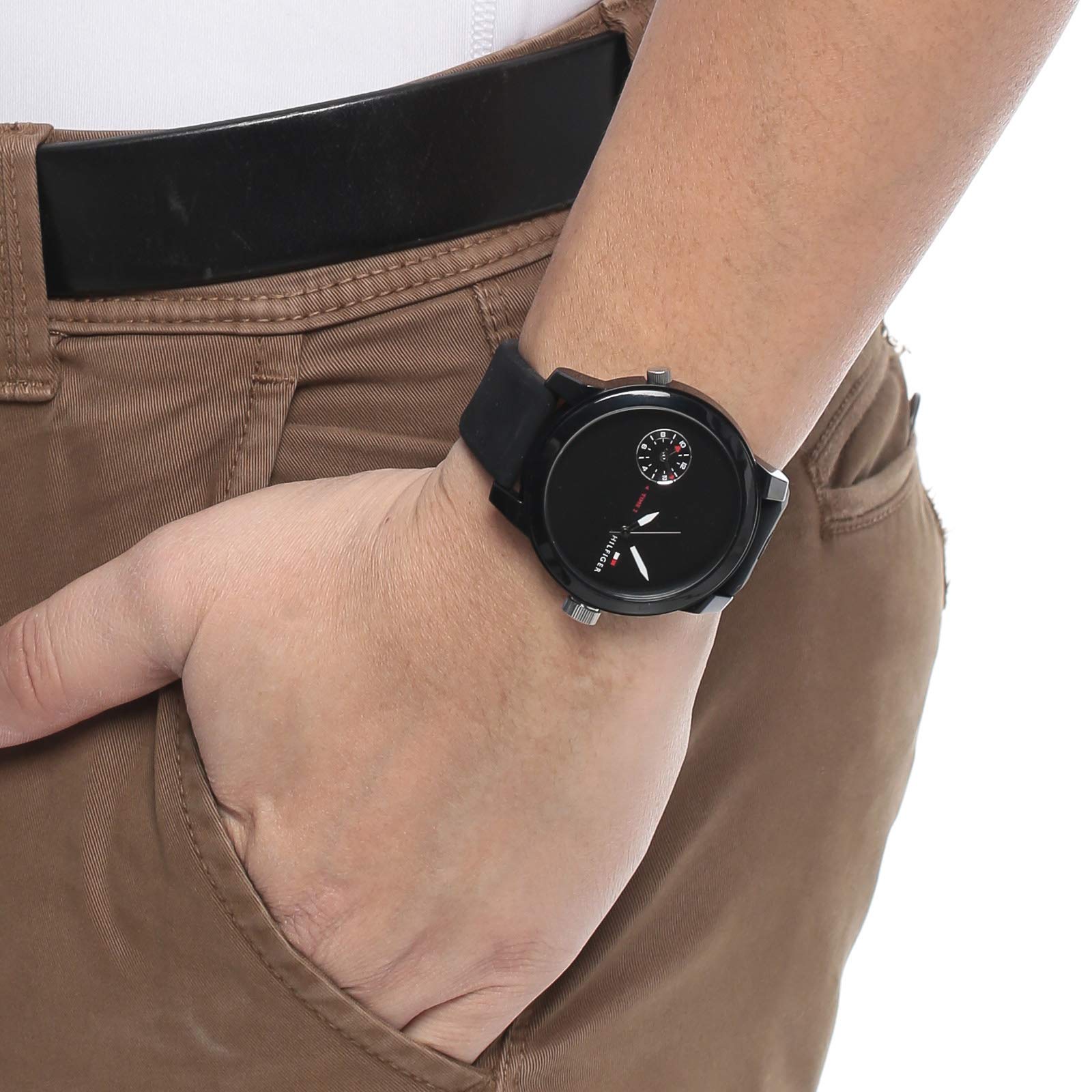 Shop Authentic Tommy Hilfiger Denim Black Dial Black Rubber Strap Watch for Men - 1791326 - Luxxuri