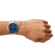  Shop Authentic Emporio Armani Giovanni Quartz Blue Dial Silver Steel Strap Watch For Men - AR11227 - Luxxuri