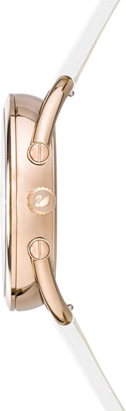  Shop Authentic Swarovski Crystalline Glam Silver Dial White Leather Strap Watch for Women - 5452459 - Luxxuri