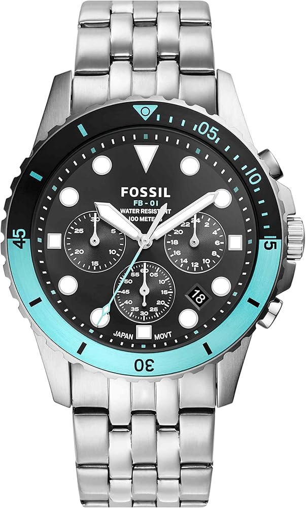 Shop Authentic Fossil FB-01 Chronograph Black Dial Silver Steel Strap Watch for Men - FS5827 - Luxxuri