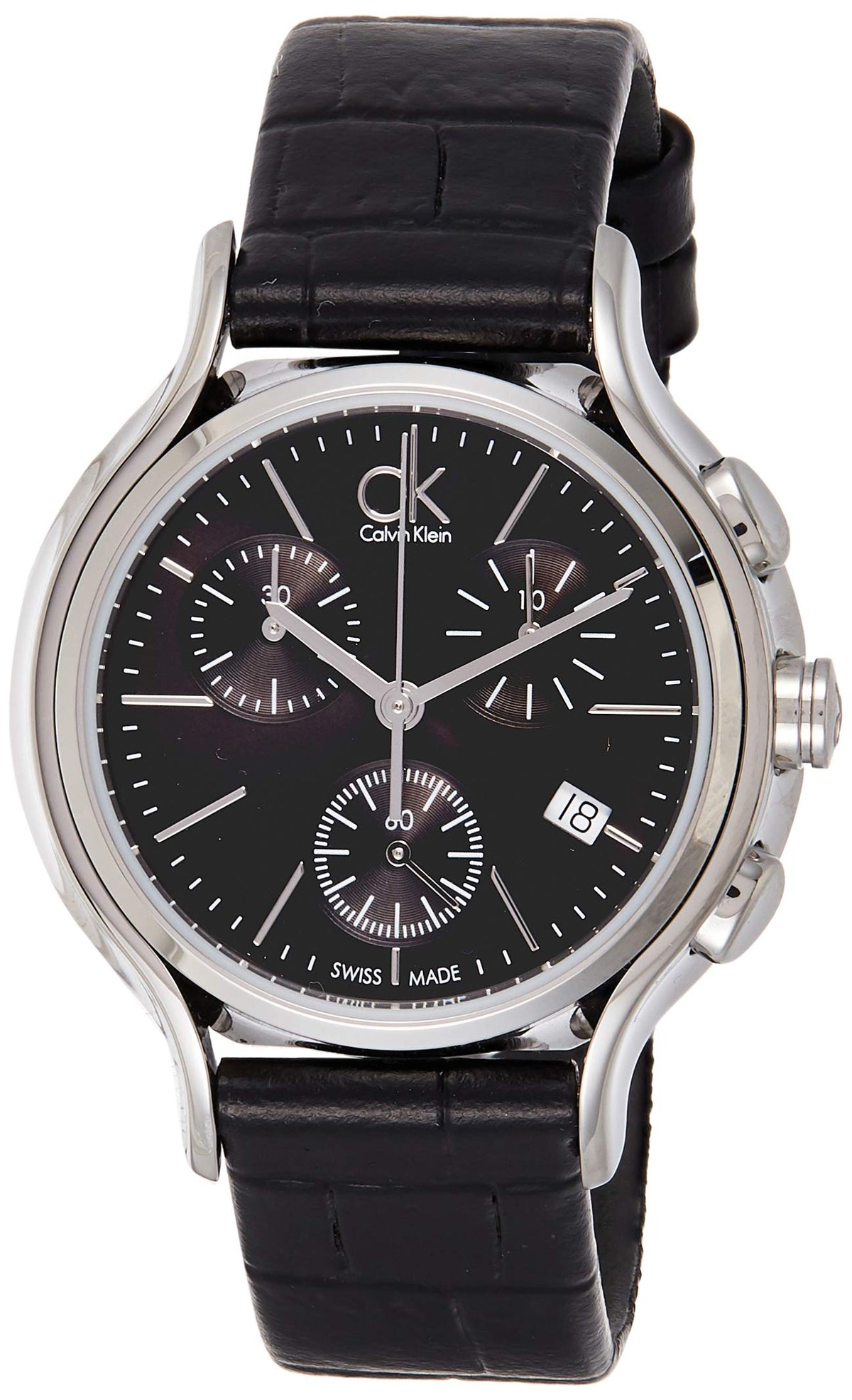  Shop Authentic Calvin Klein Skirt Chronograph Black Dial Black Leather Strap Watch for Men - K2U291C1 - Luxxuri