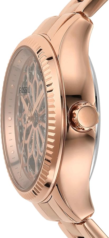  Shop Authentic Fossil Rye Automatic Skeleton Rose Gold Dial Rose Gold Steel Strap Watch for Women - BQ3754 - Luxxuri