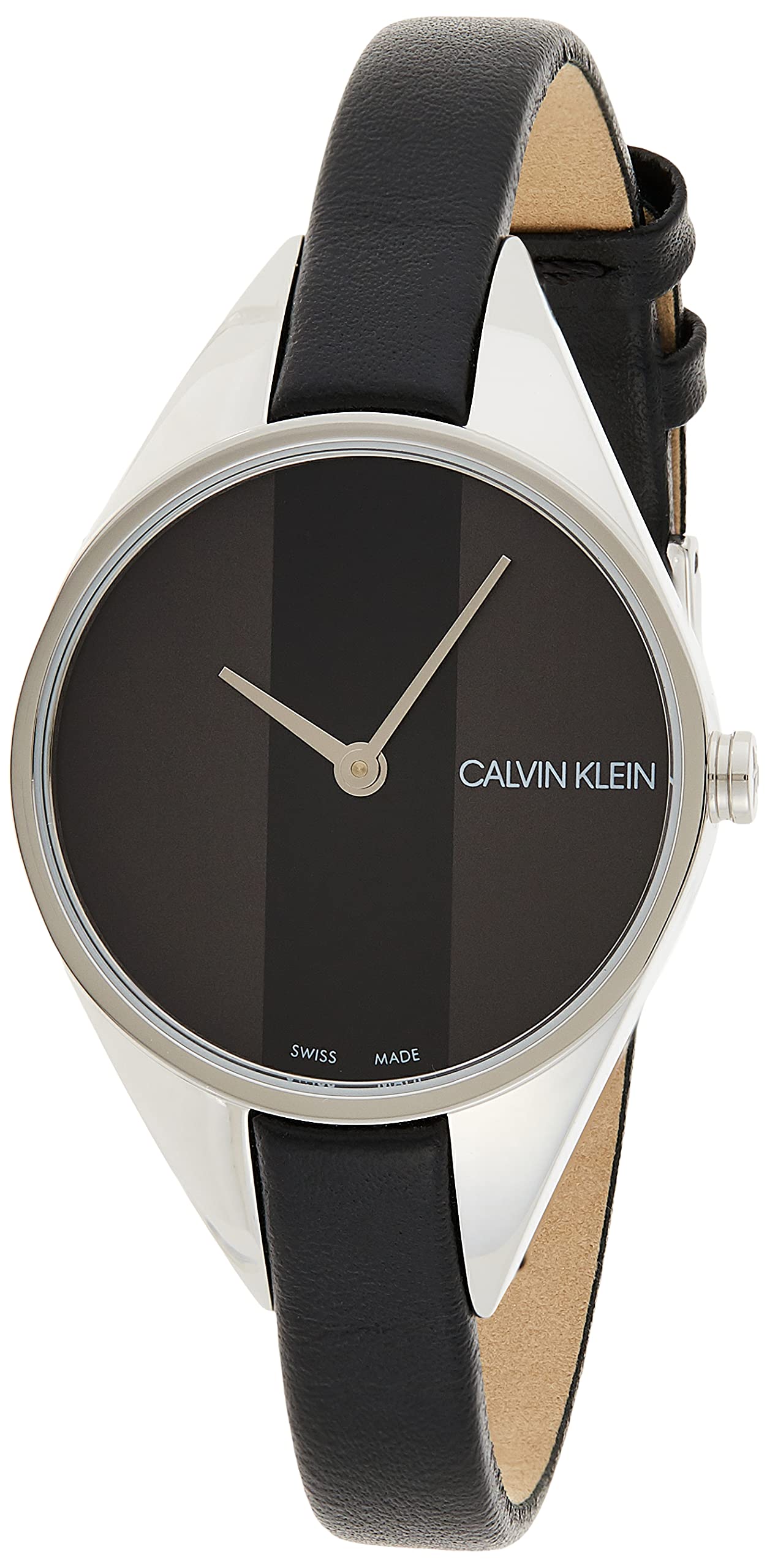  Shop Authentic Calvin Klein Rebel Black Grey Dial Black Leather Strap Watch for Women - K8P231C1 - Luxxuri