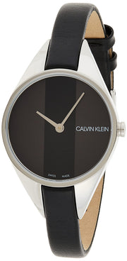  Shop Authentic Calvin Klein Rebel Black Grey Dial Black Leather Strap Watch for Women - K8P231C1 - Luxxuri