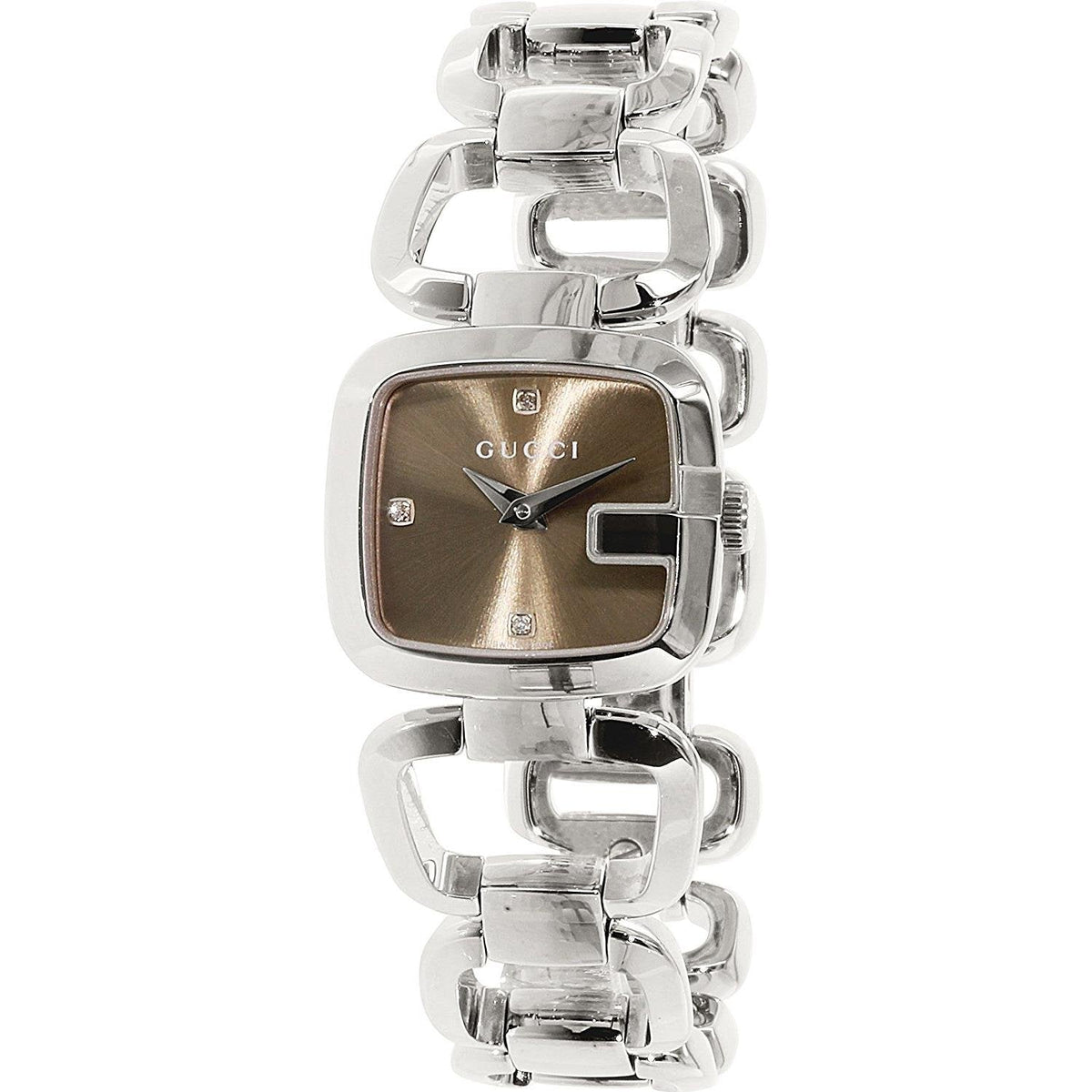  Shop Authentic Gucci G Gucci Brown Dial Silver Steel Strap Watch For Women - YA125503 - Luxxuri