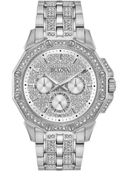  Shop Authentic Bulova Crystal Collection Pave Silver Dial with Crystals Silver Steel Strap Watch for Men - 96C134 - Luxxuri