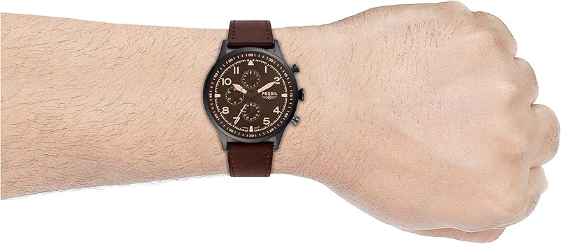  Shop Authentic Fossil Retro Pilot Chronograph Brown Dial Brown Leather Strap Watch for Men - FS5833 - Luxxuri