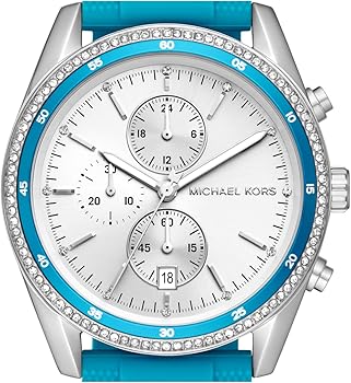  Shop Authentic Michael Kors Hadyn Analog Silver Dial Blue Rubber Strap Watch for Women - MK7485 - Luxxuri