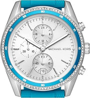  Shop Authentic Michael Kors Hadyn Analog Silver Dial Blue Rubber Strap Watch for Women - MK7485 - Luxxuri