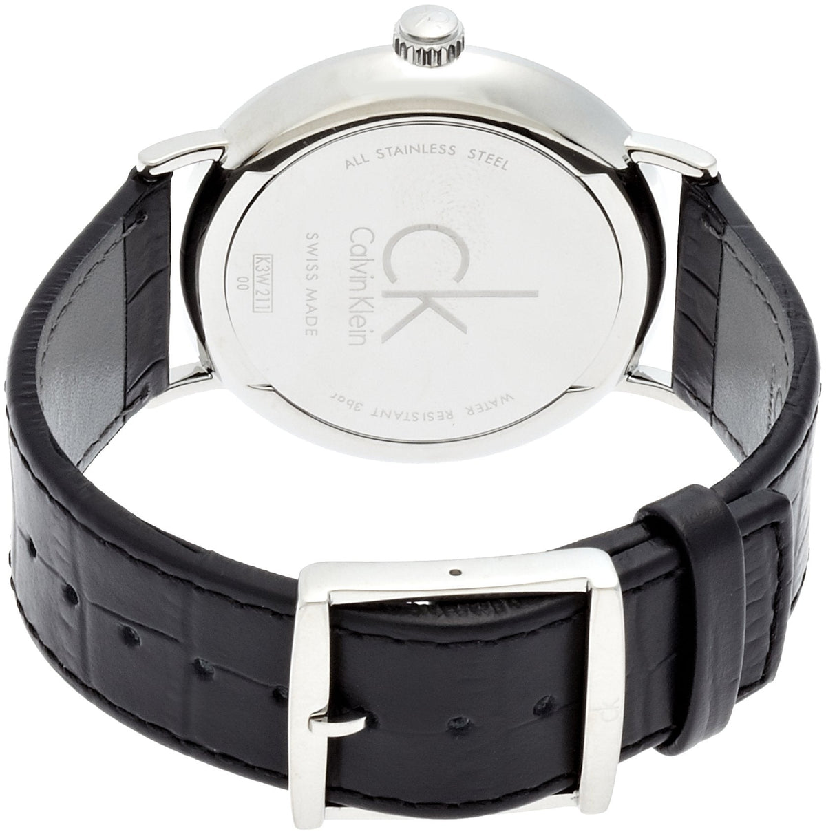  Shop Authentic Calvin Klein Surround Black Dial Black Leather Strap Watch for Men - K3W211C1 - Luxxuri