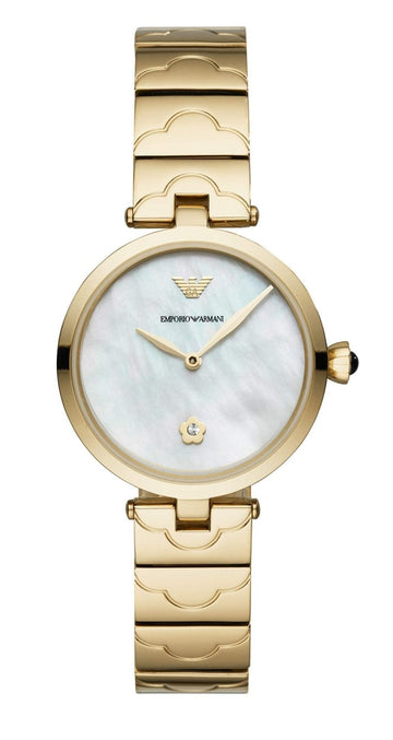  Shop Authentic Emporio Armani Arianna Mother of Pearl Dial Gold Steel Strap Watch For Women - AR11198 - Luxxuri