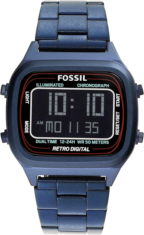  Shop Authentic Fossil Retro Analog-Digital Black Dial Blue Steel Strap Watch for Men - FS5896 - Luxxuri