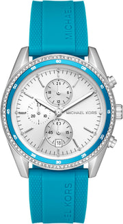  Shop Authentic Michael Kors Hadyn Analog Silver Dial Blue Rubber Strap Watch for Women - MK7485 - Luxxuri