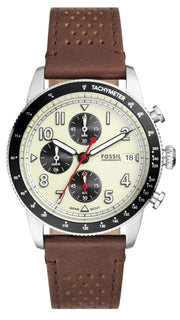  Shop Authentic Fossil Sport Tourer Chronograph White Dial Brown Leather Strap Watch for Men - FS6042 - Luxxuri