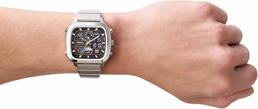  Shop Authentic Fossil Retro Analog-Digital Black Dial Silver Steel Strap Watch for Men - FS5890 - Luxxuri