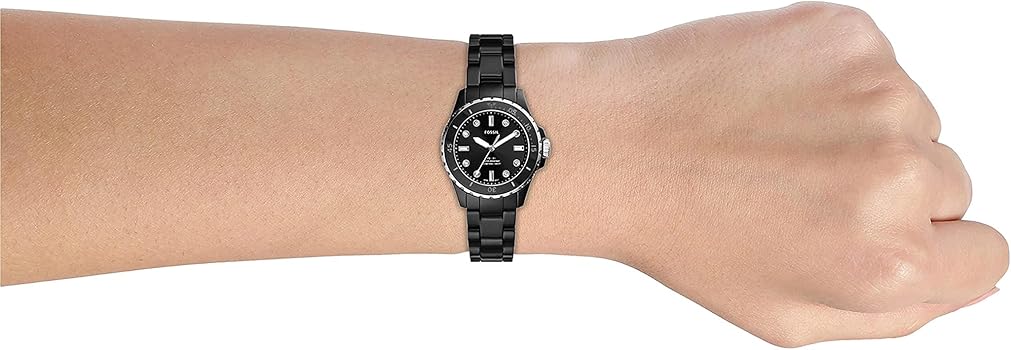  Shop Authentic Fossil FB-01 Three-Hand Black Dial Black Ceramic Strap Watch for Women - CE1108 - Luxxuri