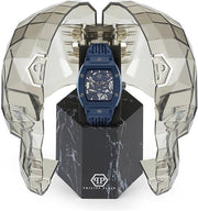 Philipp Plein The SKeleton Blue Dial Blue Silicone Strap Watch for Men - PWVBA0323