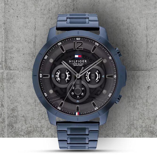  Shop Authentic Tommy Hilfiger Luca Chronograph Grey Dial Blue Steel Strap Watch For Men - 1710493 - Luxxuri