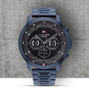  Shop Authentic Tommy Hilfiger Luca Chronograph Grey Dial Blue Steel Strap Watch For Men - 1710493 - Luxxuri