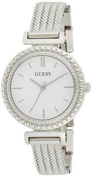  Shop Authentic Guess Quartz Silver Dial Silver Mesh Bracelet Watch For Women - W1152L1 - Luxxuri