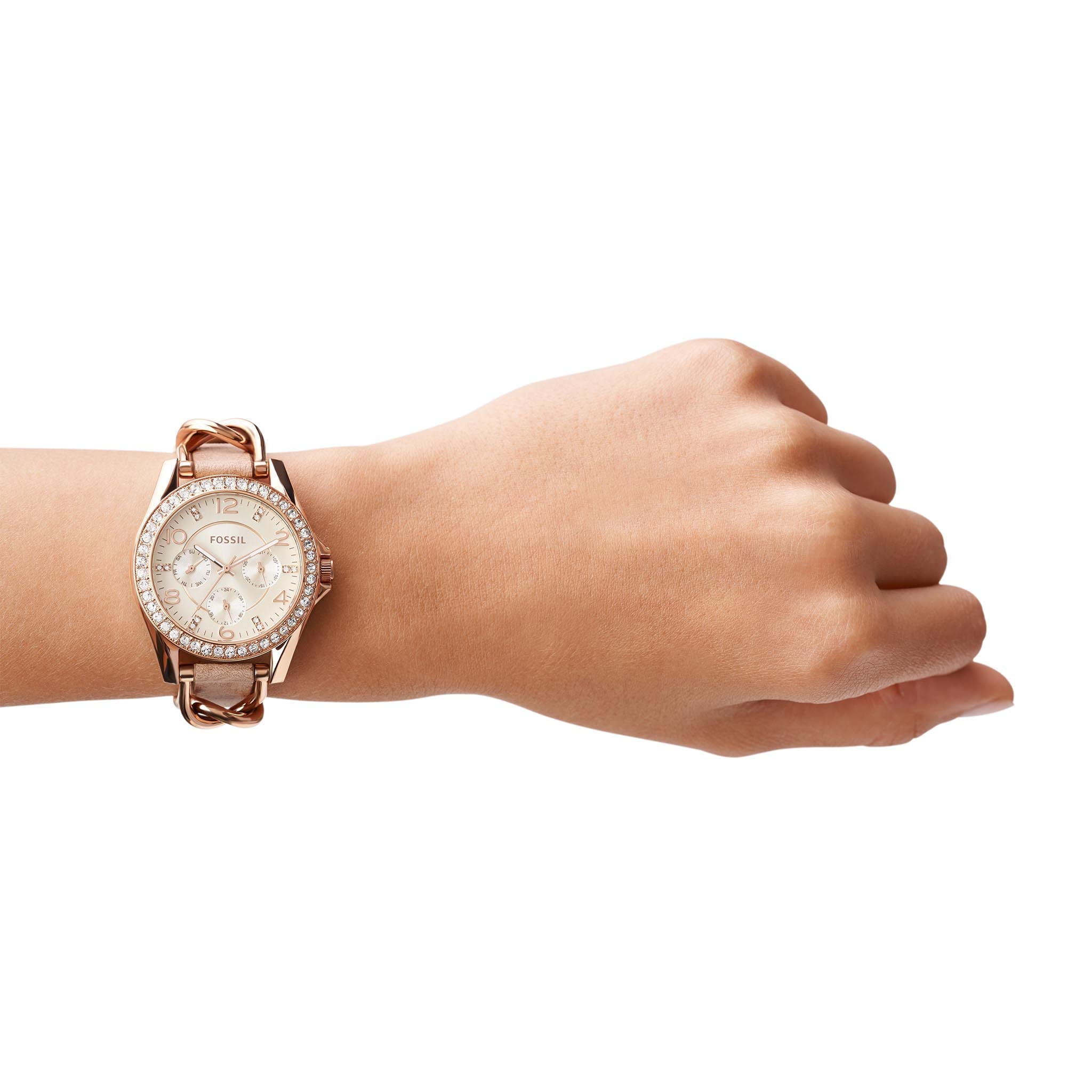  Shop Authentic Fossil Riley White Dial Sand Leather Strap Watch for Women - ES3466 - Luxxuri