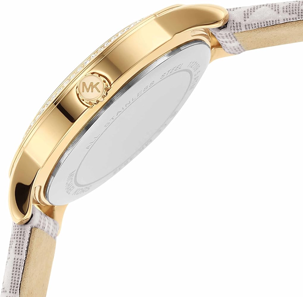  Shop Authentic Michael Kors Tibby Analog Silver Dial White Leather Strap Watch for Women - MK1049 - Luxxuri