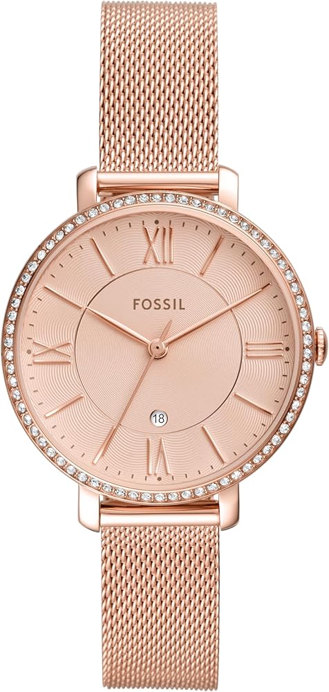  Shop Authentic Fossil Jacqueline Quartz Rose Gold Dial Rose Gold Mesh Strap Watch for Women - ES4628 - Luxxuri